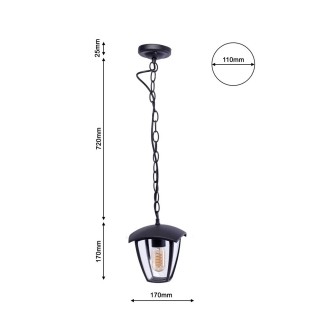 Lampa ogrodowa wisząca FOX BLACK 1xE27