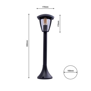 Lampa ogrodowa stojąca FOX BLACK 1xE27 Duża