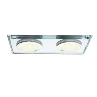 Oczko sufitowe szklane KWADRATOWE 2xGU10 Kolor: SREBNY