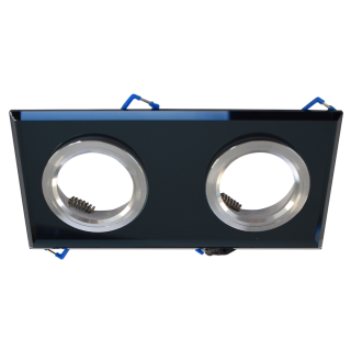 Oczko sufitowe szklane KWADRATOWE 2xGU10 Kolor: CZARNY