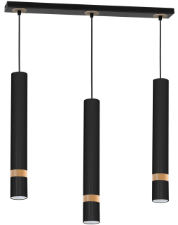 Lampa wisząca JOKER BLACK/WOOD 3xGU10