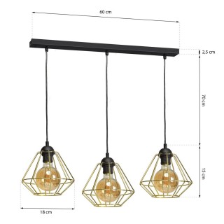 Lampa wisząca LUPO BLACK/GOLD 3xE27