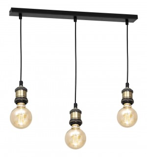 Lampa wisząca EDISON CZARNY/MOSIĄDZ 3xE27