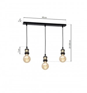 Lampa wisząca EDISON CZARNY/MOSIĄDZ 3xE27
