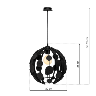 Lampa wisząca GAIA BLACK / WOOD 1xE27 60W