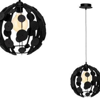 Lampa wisząca GAIA BLACK / WOOD 1xE27 60W