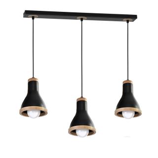 Lampa wisząca HOLLY BLACK / WOOD 3xE27 60W