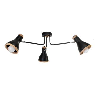 Lampa sufitowa HOLLY BLACK / WOOD 3xE27 60W