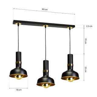 Lampa wisząca MARGO BLACK/GOLD 3xE27