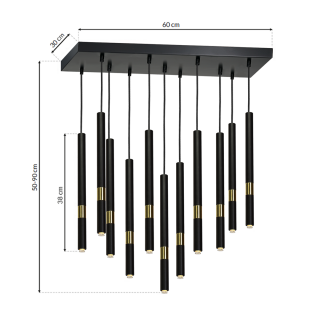 Lampa wisząca MONZA BLACK / GOLD 11xG9 8W