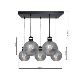 Lampa wisząca OMEGA BLACK / GOLD 5xE27 Prostokąt