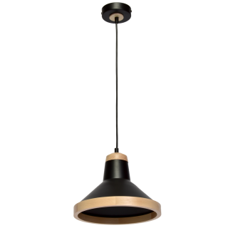 Lampa wisząca SALMA BLACK / WOOD 1xE27 60W