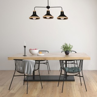 Lampa sufitowa SALMA BLACK / WOOD 3xE27 60W