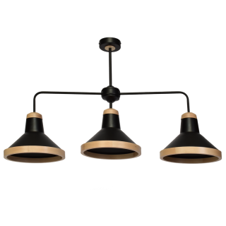 Lampa sufitowa SALMA BLACK / WOOD 3xE27 60W