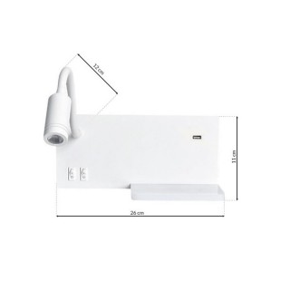 Lampa nocna z półką SHELF WHITE LED 4W+5W+2W