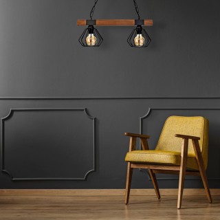 Lampa wisząca ULF BLACK / WOOD 2xE27 60W