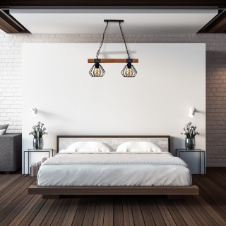 Lampa wisząca ULF BLACK / WOOD 2xE27 60W