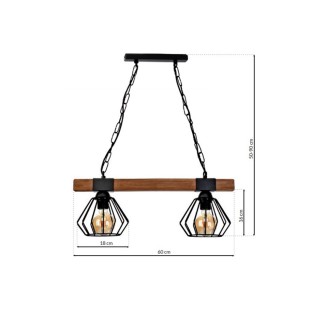 Lampa wisząca ULF BLACK / WOOD 2xE27 60W