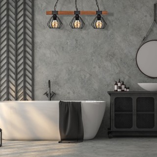 Lampa wisząca ULF BLACK / WOOD 3xE27 60W