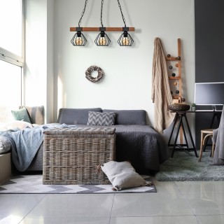 Lampa wisząca ULF BLACK / WOOD 3xE27 60W