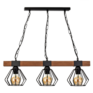 Lampa wisząca ULF BLACK / WOOD 3xE27 60W