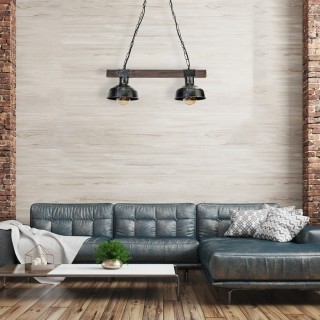 Lampa wisząca FARO BLACK / WOOD 2xE27 60W