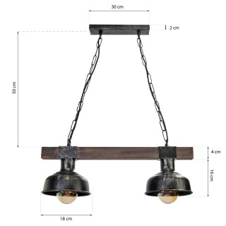 Lampa wisząca FARO BLACK / WOOD 2xE27 60W