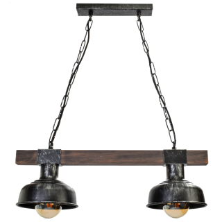 Lampa wisząca FARO BLACK / WOOD 2xE27 60W