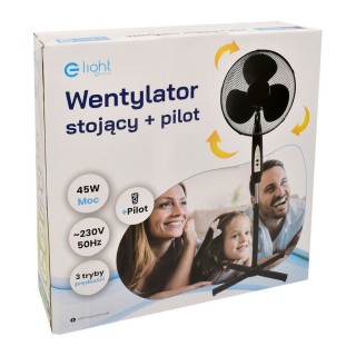 WENTYLATOR STOJĄCY EKO-LIGHT Z PILOTEM 16''BIAŁY