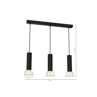 Lampa wisząca DANTE GOLD/BLACK 3x mini GU10