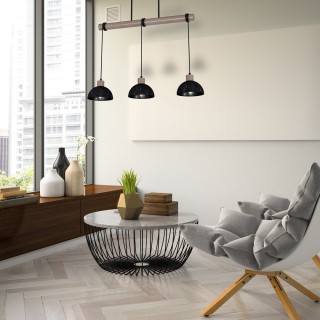 Lampa wisząca ERIK Sawn black/patinated wood 3XE27