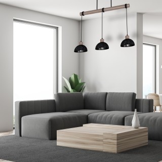 Lampa wisząca ERIK Sawn black/patinated wood 3XE27