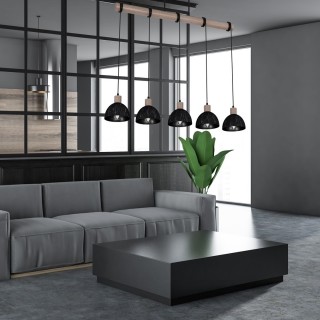 Lampa wisząca ERIK Sawn black/patinated wood 5XE27
