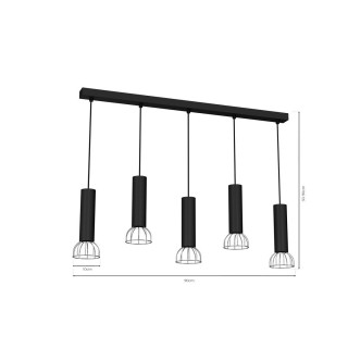 Lampa Wisząca DANTE SILVER/BLACK 5x mini GU10