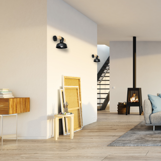 Kinkiet FARO CZARNY / NATURALNE DREWNO 1xE27 60W