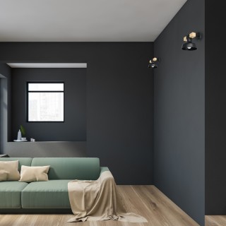 Kinkiet FARO CZARNY / NATURALNE DREWNO 1xE27 60W