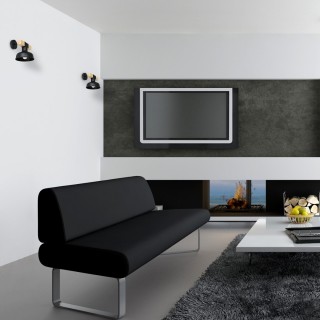 Kinkiet FARO CZARNY / NATURALNE DREWNO 1xE27 60W