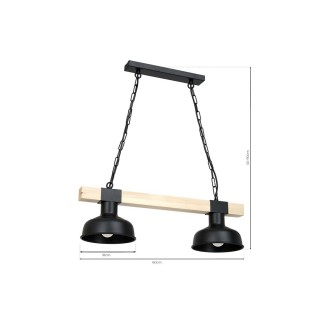 Lampa wisząca FARO CZARNA / NATURALNE DREWNO 2xE27 60W