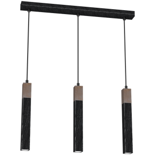 Lampa wisząca SOLO SAWN BLACK / PATINATED WOOD 3x mini GU10