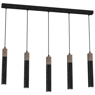 Lampa wisząca SOLO SAWN BLACK / PATINATED WOOD 5x mini GU10
