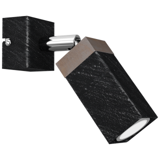 Kinkiet SOLO SAWN BLACK / PATINATED WOOD 1x mini GU10