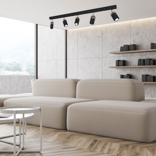 Lampa sufitowa SOLO SAWN BLACK/PATINATED WOOD 5x mini GU10