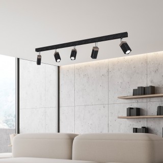 Lampa sufitowa SOLO SAWN BLACK/PATINATED WOOD 5x mini GU10