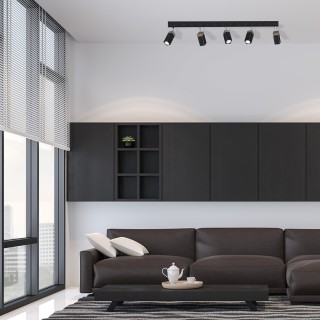 Lampa sufitowa SOLO SAWN BLACK/PATINATED WOOD 5x mini GU10