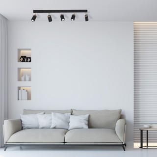 Lampa sufitowa SOLO SAWN BLACK/PATINATED WOOD 5x mini GU10