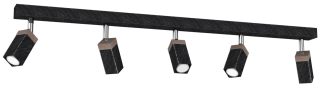 Lampa sufitowa SOLO SAWN BLACK/PATINATED WOOD 5x mini GU10