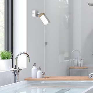 Kinkiet SOLO SAWN WHITE/PATINATED WOOD 1x mini GU10