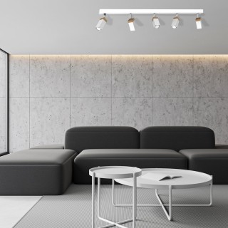 Lampa sufitowa SOLO SAWN WHITE/PATINATED WOOD 5x mini GU10