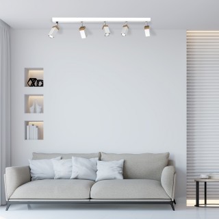 Lampa sufitowa SOLO SAWN WHITE/PATINATED WOOD 5x mini GU10