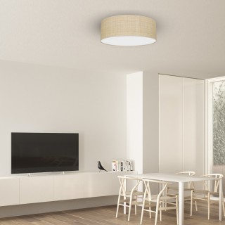 Lampa sufitowa MARSHALL WHITE/RATTAN 3xE27